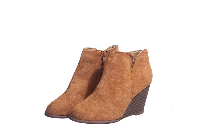 Damen knöchelhohe Keilabsatz‑Stiefelette mit seitlichem Reißverschluss – Varelle