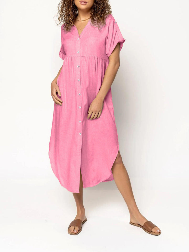 Damen Hemdkleid mit bodenlangem Schnitt und Knopfdetails Echo Archiv