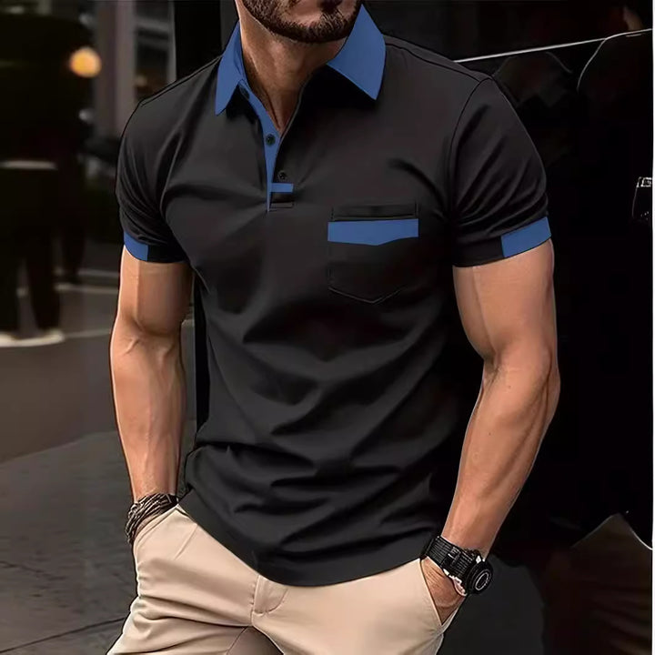 Herren Kurzarm Freizeit-Polo mit Kontrasttasche Echoarchiv