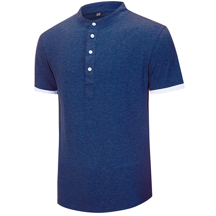 Herren Kurzarm-Henley-Shirt mit modernem Kragen und eleganter Knopfleiste Echoarchiv