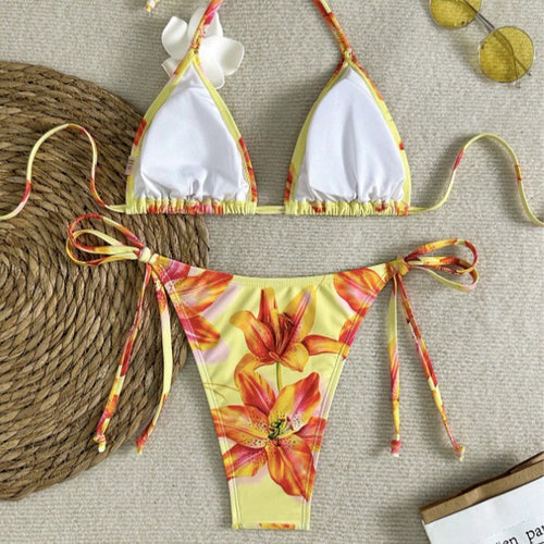 Damen Triangel-Bikini-Set mit floralen Akzenten Echo Archiv