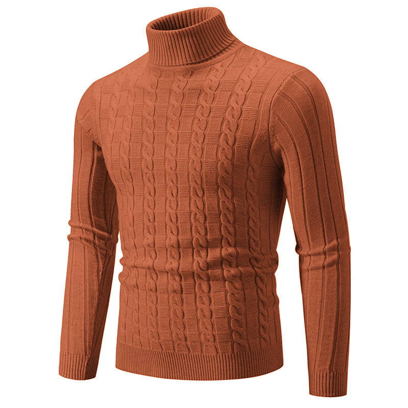 Herren modischer Rollkragenpullover mit strukturiertem Zopfdesign Echoarchiv