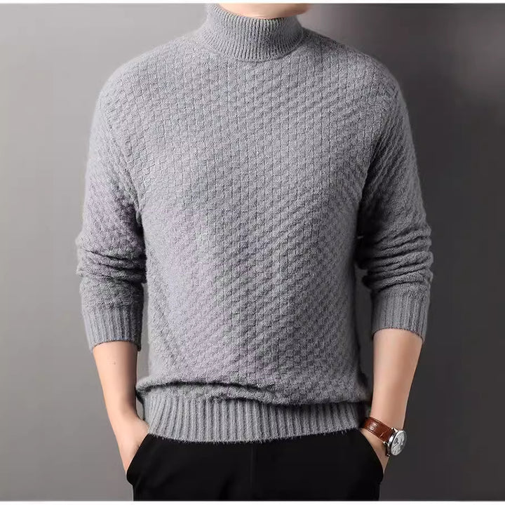 Herren Strickpullover mit hohem Kragen und strukturiertem Design Echoarchiv