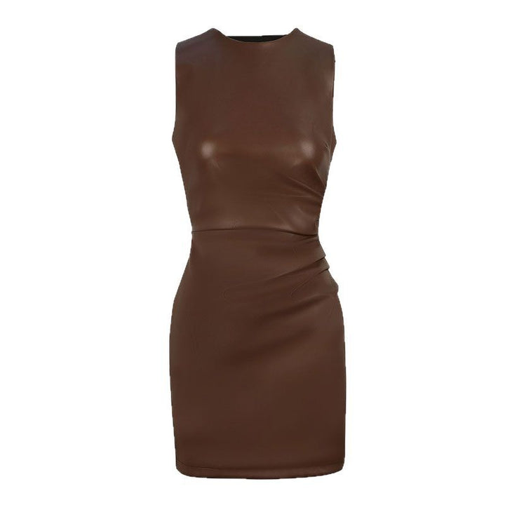 Damen figurbetontes Lederkleid mit elegantem Schnitt und raffinierten Raffungseffekten Echo Archiv