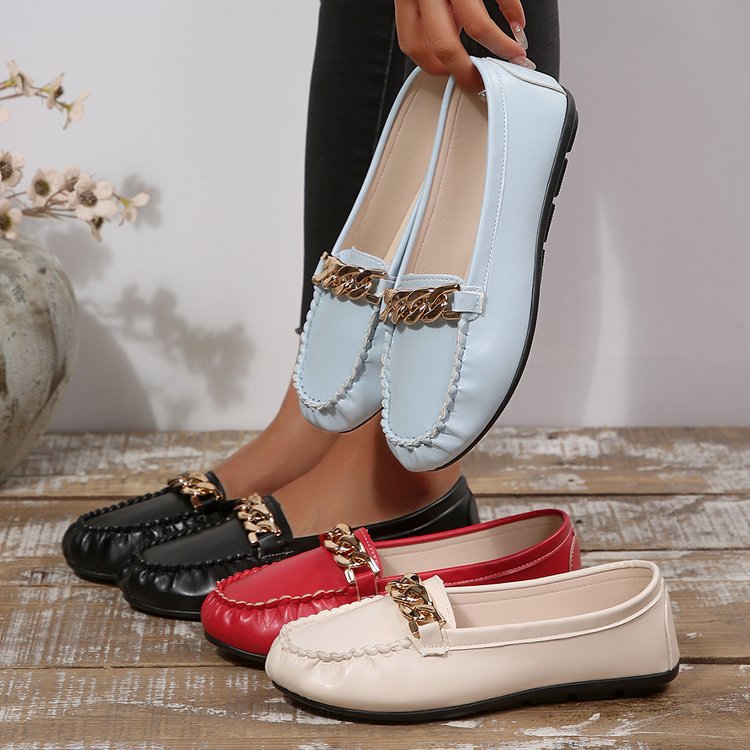 Damen Bequeme Mokassins mit modischem Ketten-Detail Echo Archiv