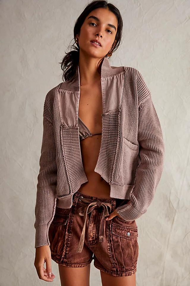 Damen Modische Strickjacke mit großen Taschen – Célinea