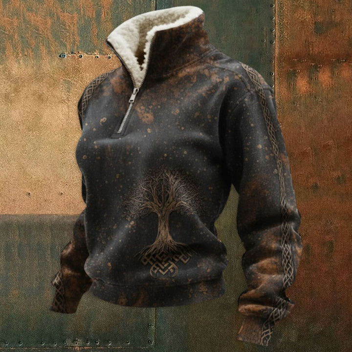 Herren Urbaner Fleece Pullover mit Baum-Motiv Echoarchiv
