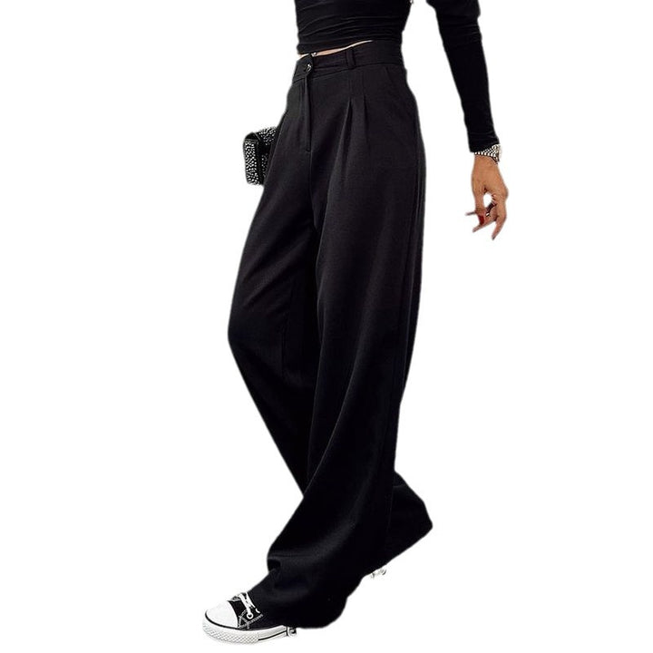 Damen Hochtaillierte weite Plissee-Hose mit weitem Bein – Avérine