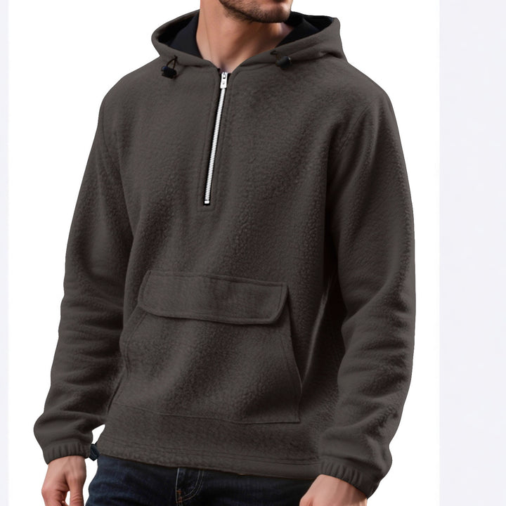 Herren Fleece-Kapuzenpullover mit halbem Reißverschluss und praktischer Kängurutasche Echoarchiv