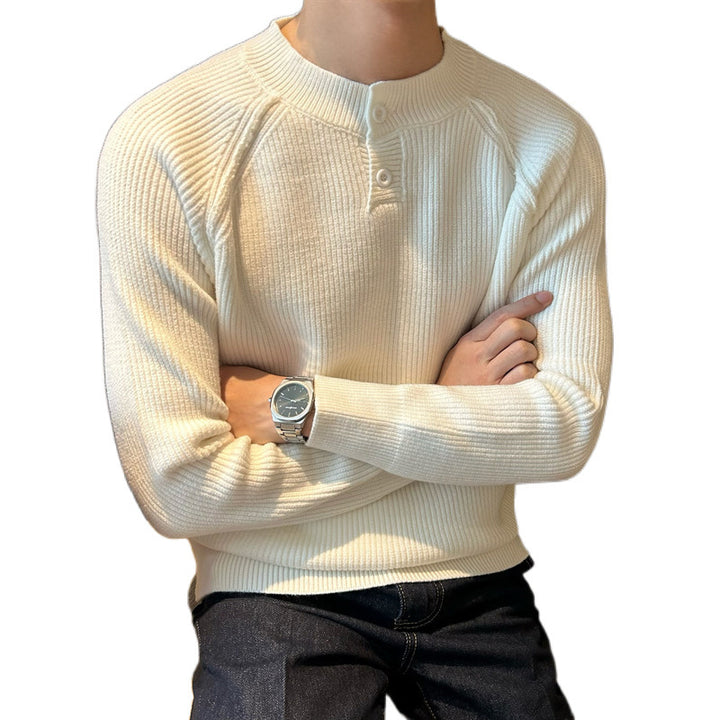 Herren Feinstrick-Henley-Pullover mit Raglanärmeln und feiner Rippstruktur Echoarchiv