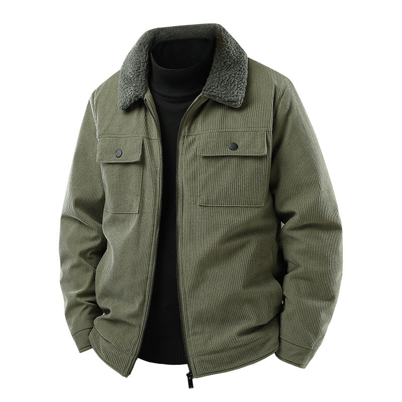 Herren Cordjacke mit Sherpa-Kragen, gesteppter Thermofütterung und Brusttaschen Echoarchiv