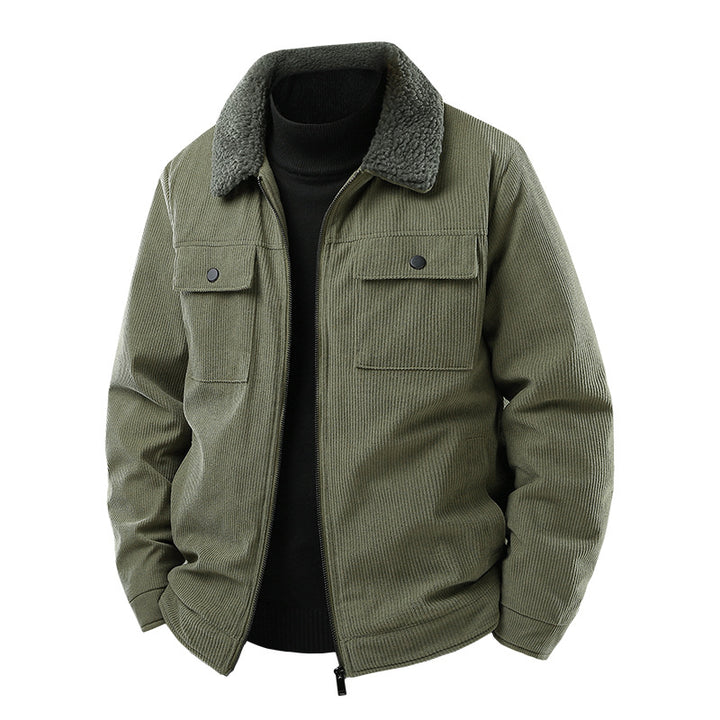 Herren Cordjacke mit Sherpa-Kragen, gesteppter Thermofütterung und Brusttaschen Echoarchiv