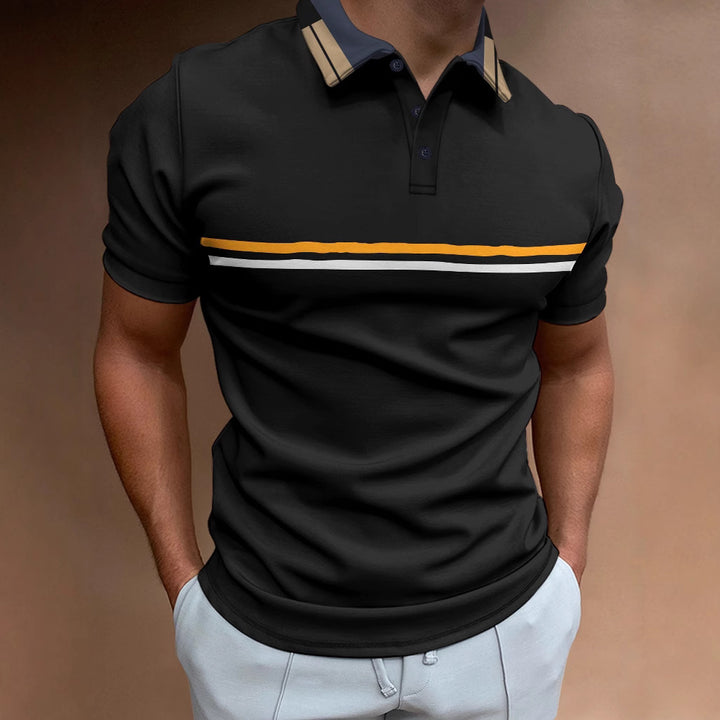 Herren modisches Kurzarm-Polohemd mit eleganten Streifen Echoarchiv