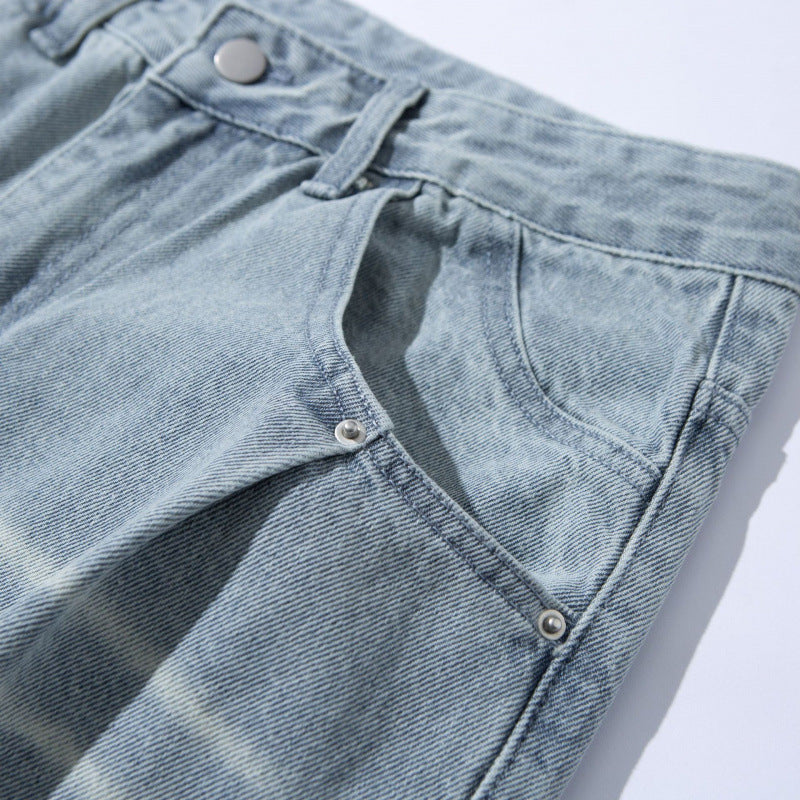 Damen Weite High‑Waist Jeans im Vintage‑Denim mit Used‑Effekt Echo Archiv
