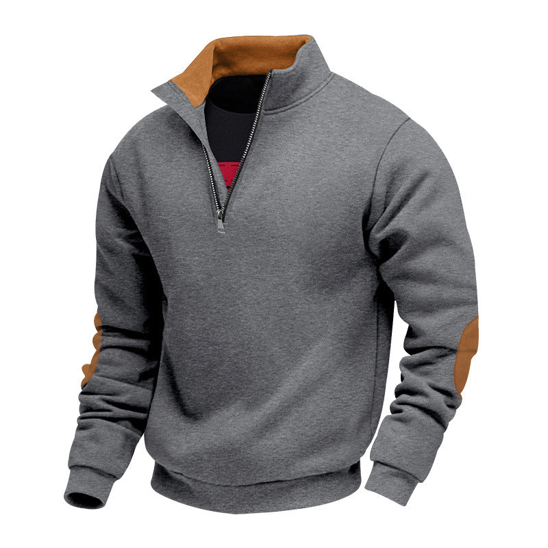 Herren Stehkragen Pullover mit Reißverschluss und Kontrastdetails Echoarchiv
