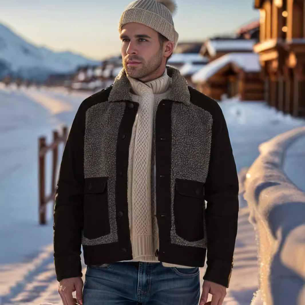 Herren Outdoor-Jacke mit Teddyfellkragen und funktionalen Taschen Echoarchiv