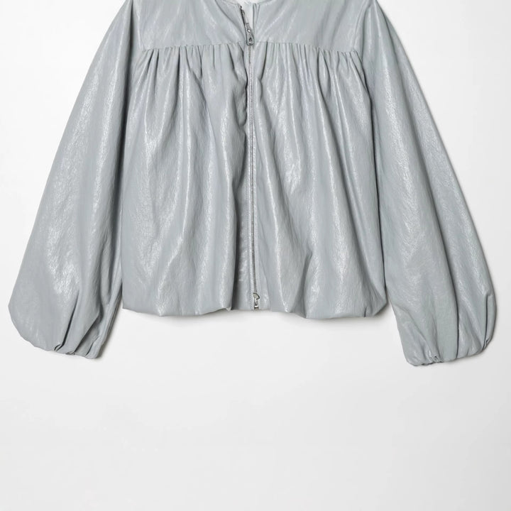 Damen nan kurze glänzende Oversize-Bomberjacke mit geraffter Brustpasse und voluminösen Ballonärmeln Echo Archiv