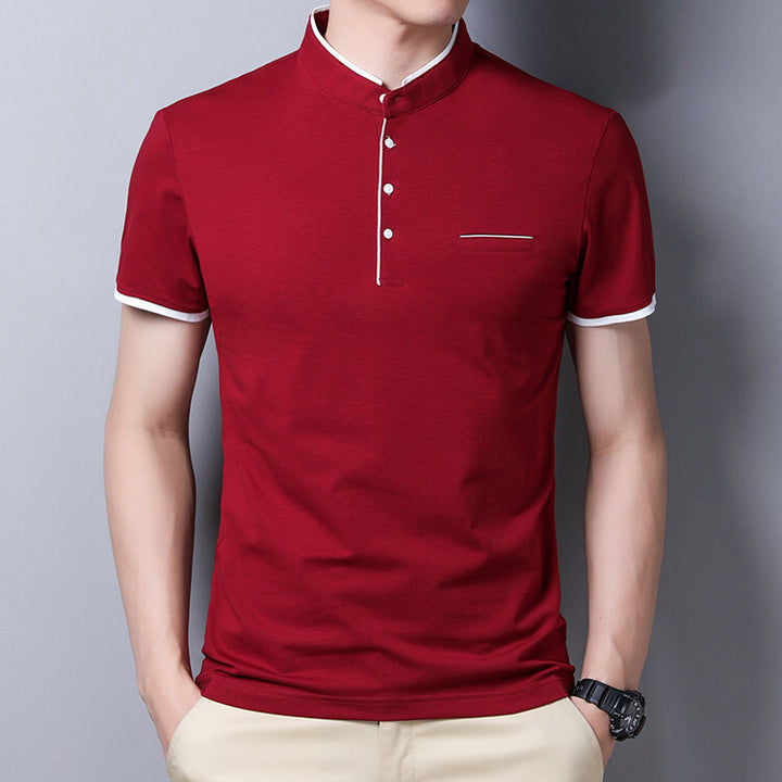 Herren Poloshirt mit modernem Stehkragen und feinen Kontrastdetails Echoarchiv