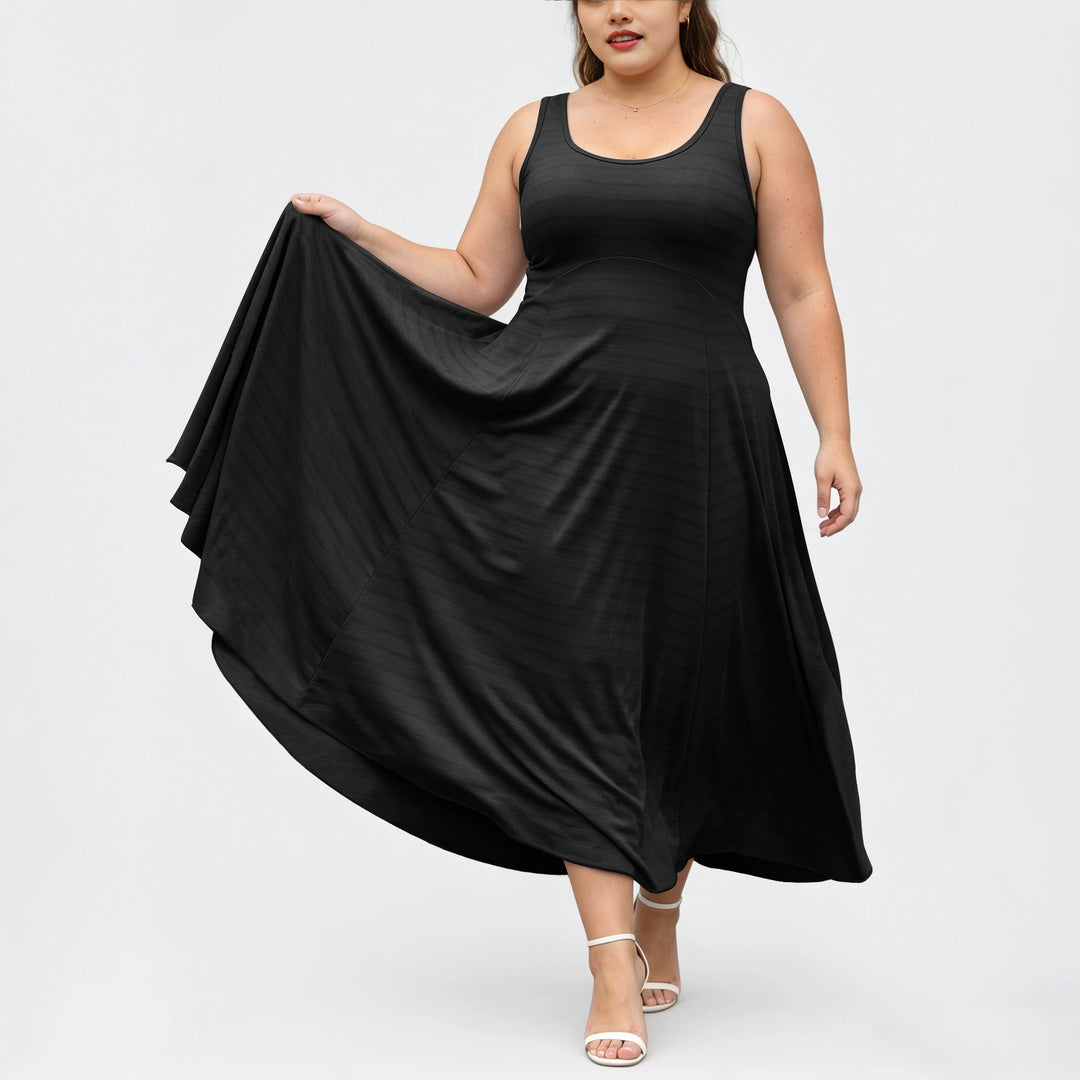 Damen Fließendes Maxikleid mit taillenbetonter A-Linie und breiten Trägern – Valéora