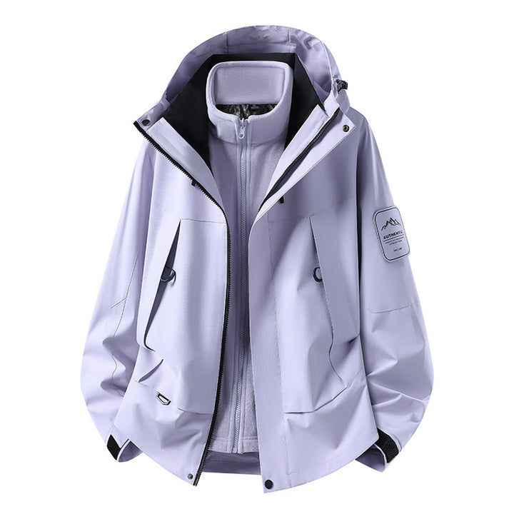 Unisex wasserfeste zweilagige Softshell-Regenjacke mit herausnehmbarem Fleecefutter und Kapuze Echoarchiv