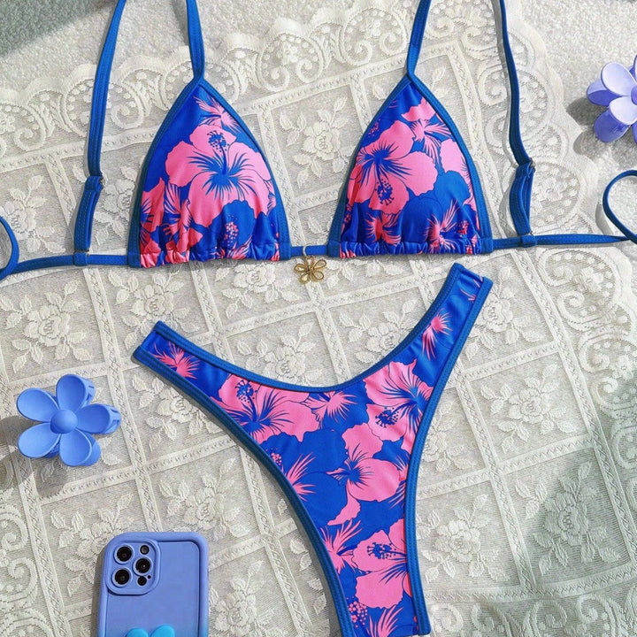 Damen Triangel-Bikini mit floralem Design und verstellbaren Trägern Echo Archiv