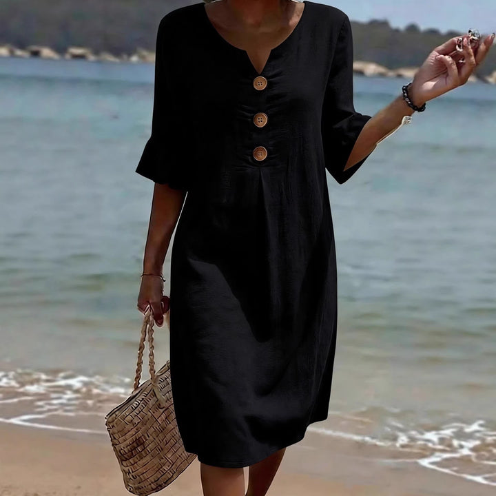 Damen Leichtes Sommerkleid mit Knopfdetails Echo Archiv