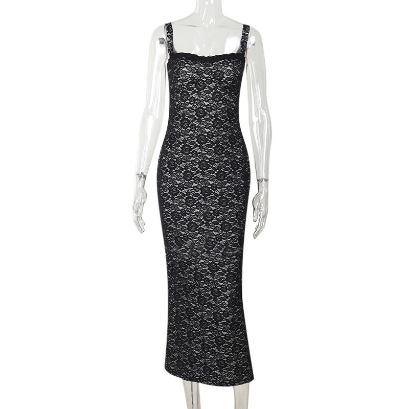 Damen figurbetontes Maxikleid mit eleganten Spitzenapplikationen Echo Archiv