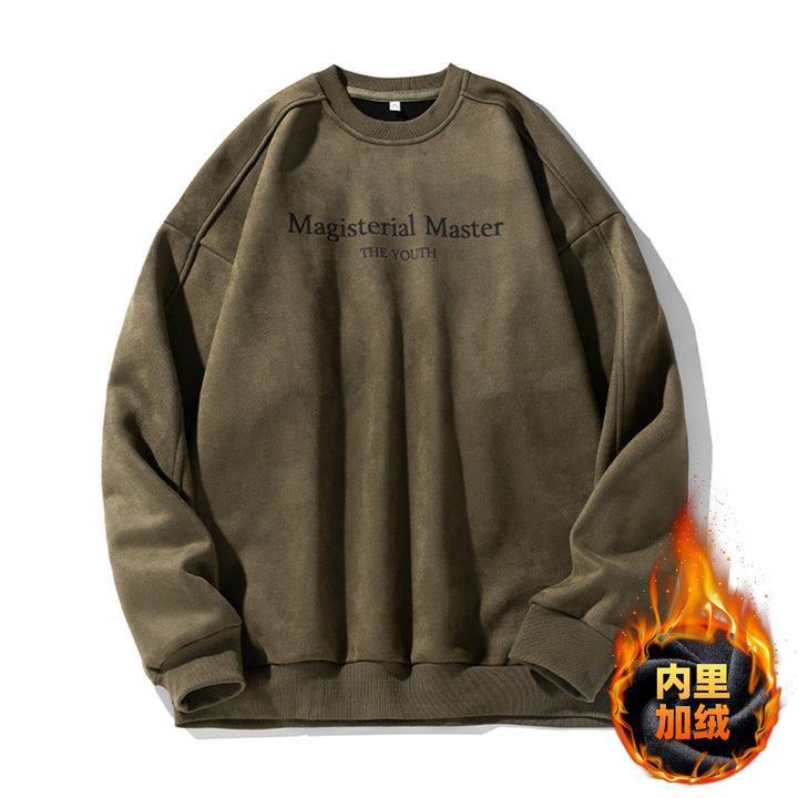 Unisex Oversize Velours-Sweatshirt mit Rundhalsausschnitt und dezenter Script-Prägung Echo Archiv