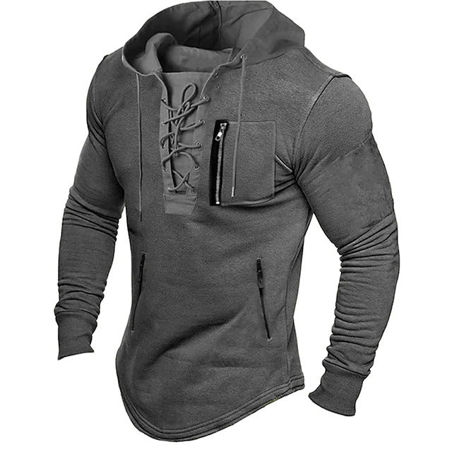 Herren modischer Kapuzenpullover mit einzigartigem Schnürdesign Echoarchiv