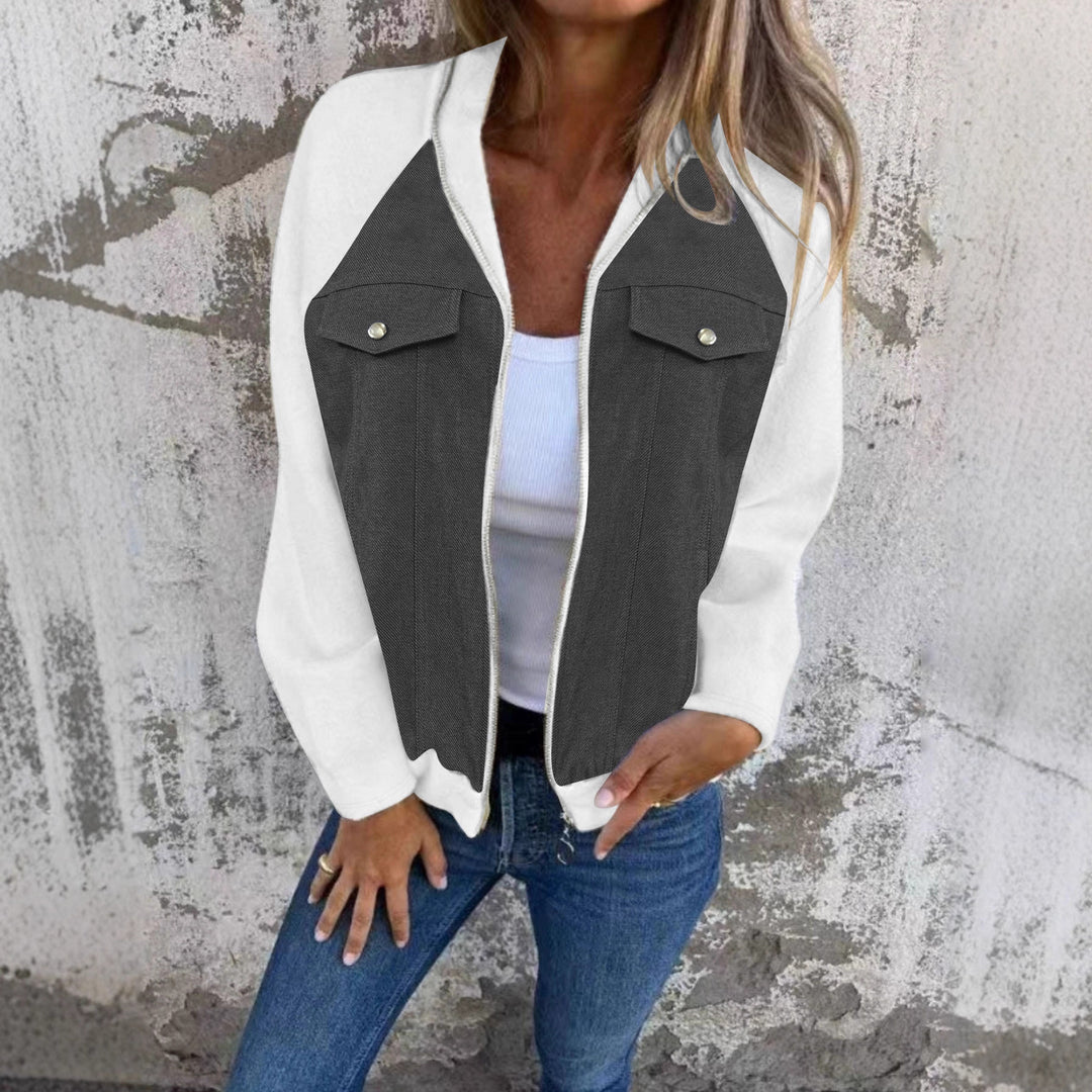 Damen Denim-Mix Blousonjacke mit Reißverschluss und Brusttaschen Echoarchiv