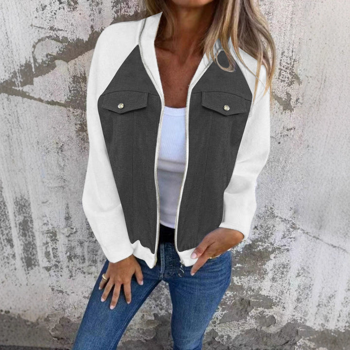 Damen Denim-Mix Blousonjacke mit Reißverschluss und Brusttaschen Echoarchiv