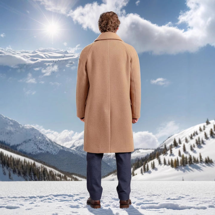 Herren eleganter Wollmantel mit doppelter Knopfreihe und praktischen Eingrifftaschen Echoarchiv