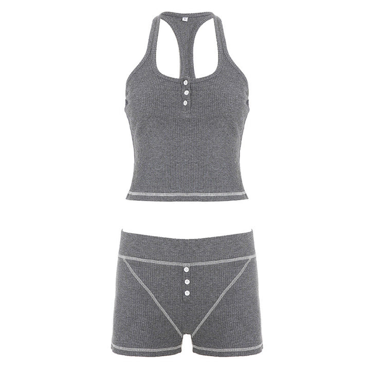 Damen Sportliches Top- und Shorts-Set aus weichem Rippmaterial Echo Archiv