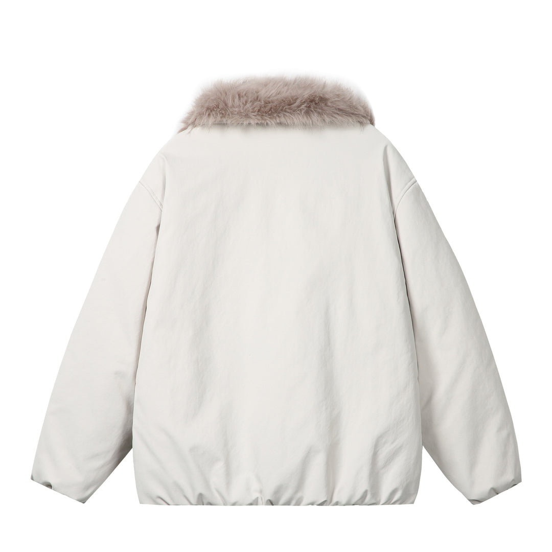Damen Kurzblouson im Boxy‑Cut mit voluminösem Kunstfellkragen und Zwei-Wege‑Reißverschluss Echoarchiv