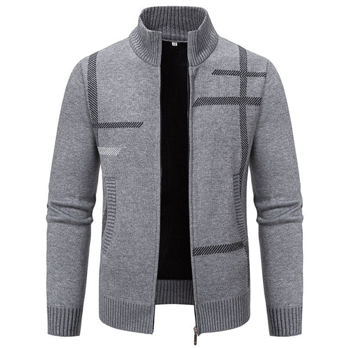 Herren Strickjacke mit modernem Zipper und hohem Kragen Echoarchiv