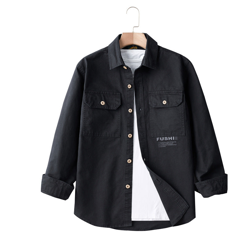 Herren Overshirt-Jacke im Utility-Stil mit Brusttaschen und Hemdkragen Echoarchiv
