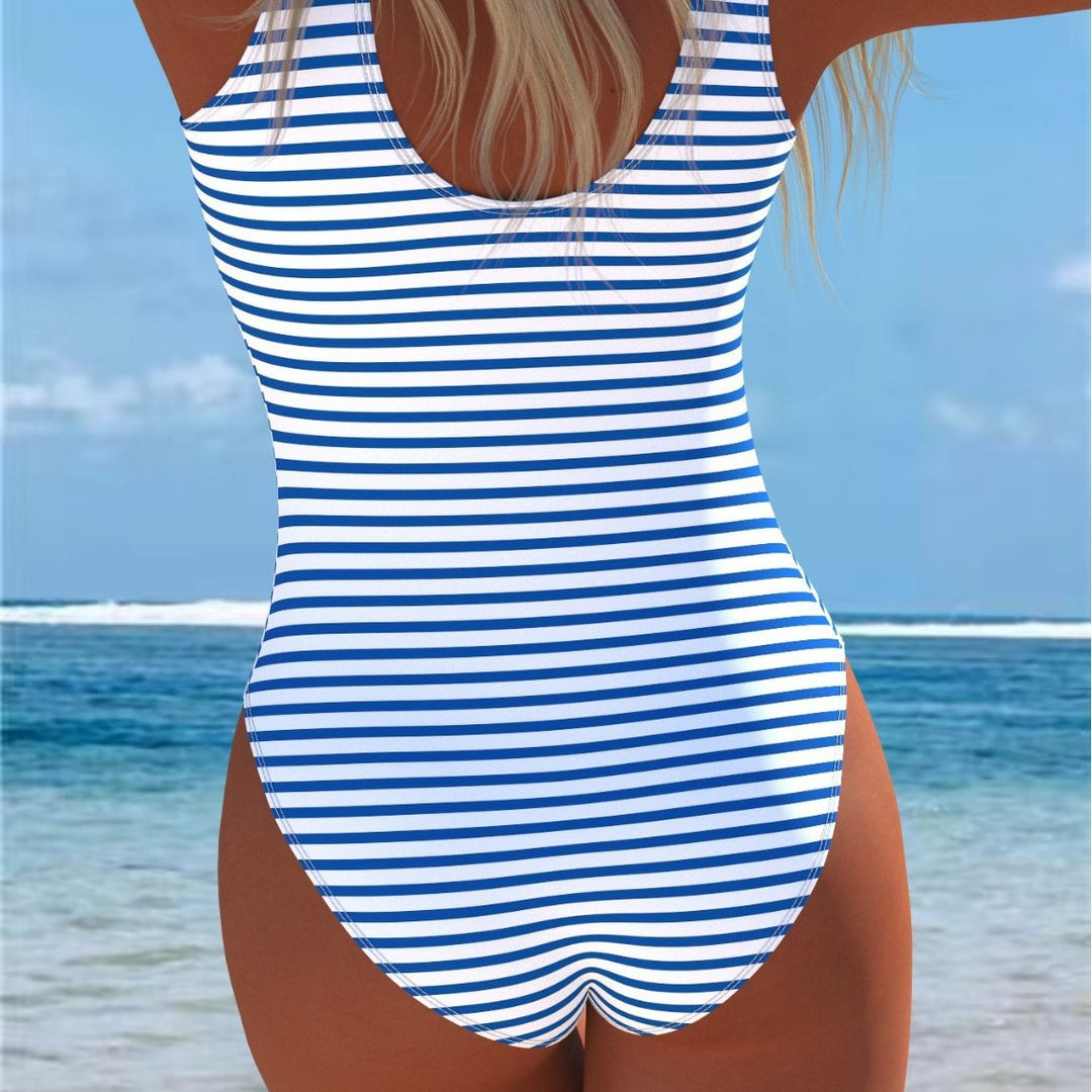 Damen Einteiler Badeanzug mit maritimem Streifen-Design und Anker-Muster Echo Archiv