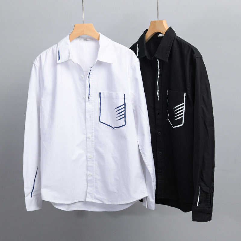 Herren Leichtes Baumwoll-Overshirt mit Kontrastnaht und aufgesetzter Brusttasche Echoarchiv
