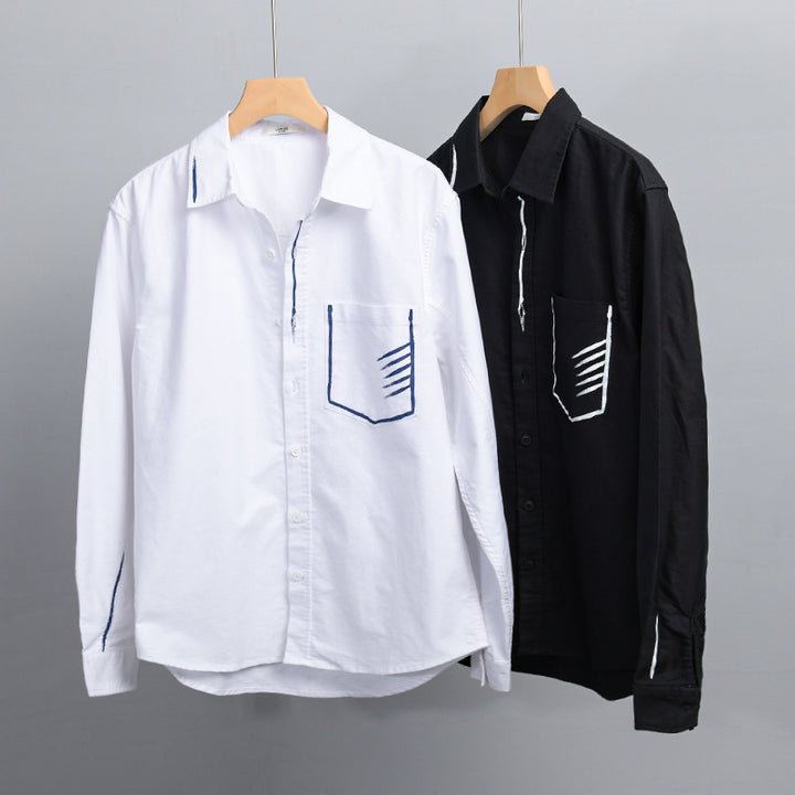 Herren Leichtes Baumwoll-Overshirt mit Kontrastnaht und aufgesetzter Brusttasche Echoarchiv