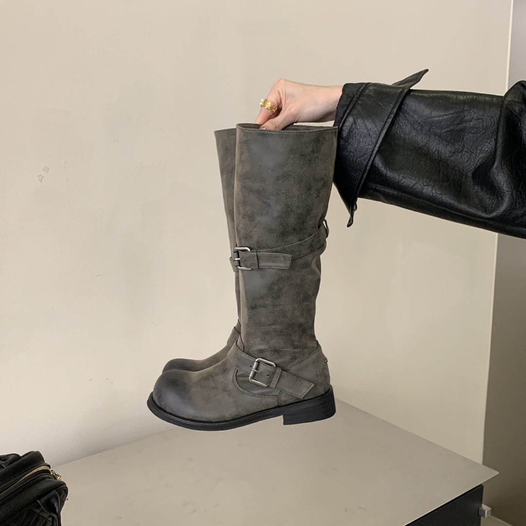 Damen Stiefel mit dekorativen Schnallen – Lioré