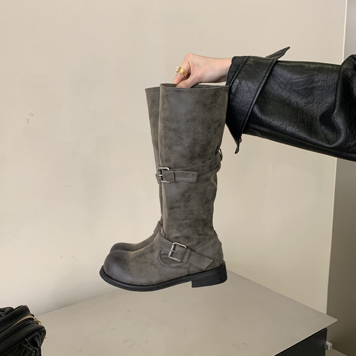 Damen Stiefel mit dekorativen Schnallen – Lioré