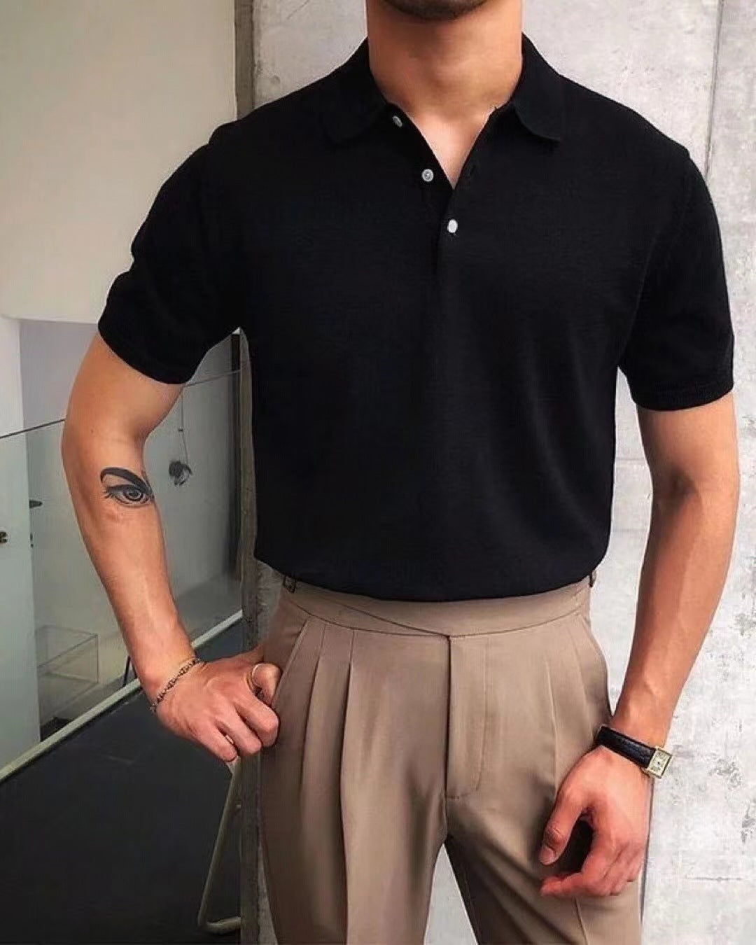 Herren Polo-Shirt mit hochwertigem Baumwollmix und modischem Stehkragen Echoarchiv