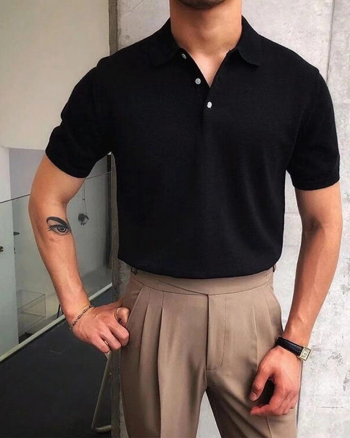 Herren nan Premium-Feinstrick-Poloshirt mit offenem Hemdkragen und dezenter Knopfleiste Echo Archiv