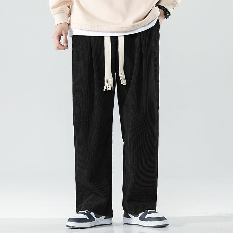 Herren Locker geschnittene Cordhose mit breitem Bein, elastischem Bund und dekorativem Kordelzug Echo Archiv