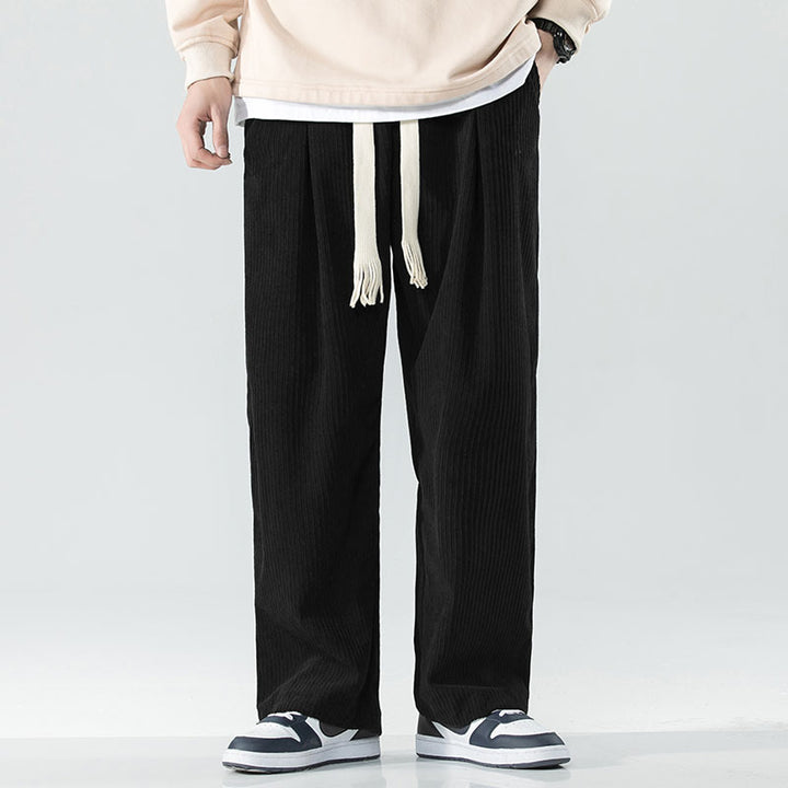 Herren Locker geschnittene Cordhose mit breitem Bein, elastischem Bund und dekorativem Kordelzug Echo Archiv