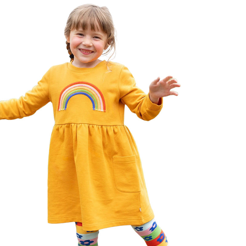 Mädchen Freizeitkleid mit Regenbogen-Stickerei Echo Archiv