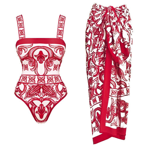 Damen Einteiler Badeanzug mit kunstvollem floralem Design Echo Archiv