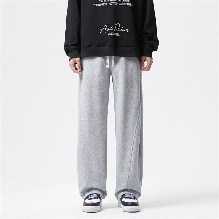 Herren Ultraweit geschnittene Fleece-Loungehose mit Tunnelzug und geradem Bein Echo Archiv