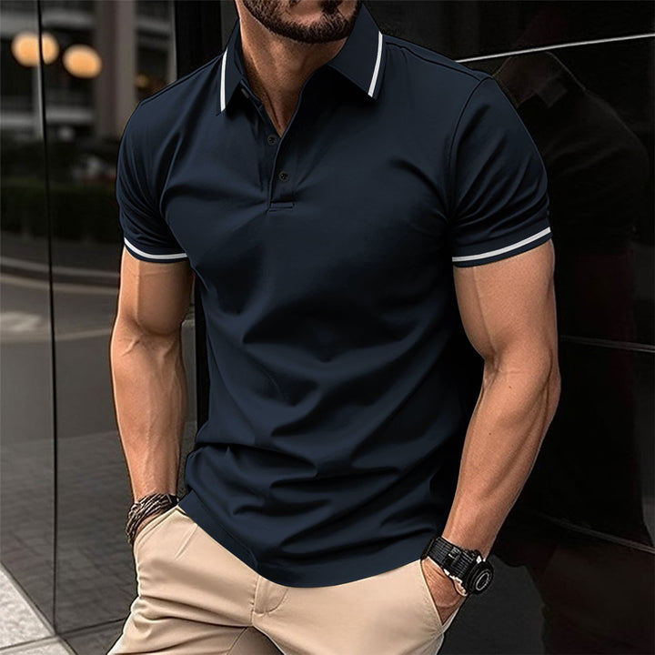 Herren Elegantes Polohemd mit dekorativen Kontrastdetails und atmungsaktiver Stoffqualität Echoarchiv