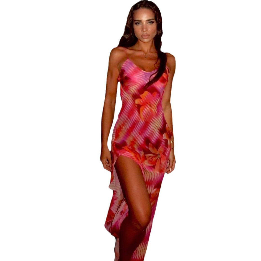 Damen Sommerliches Maxikleid mit asymmetrischem Saum und floralem Design Echo Archiv